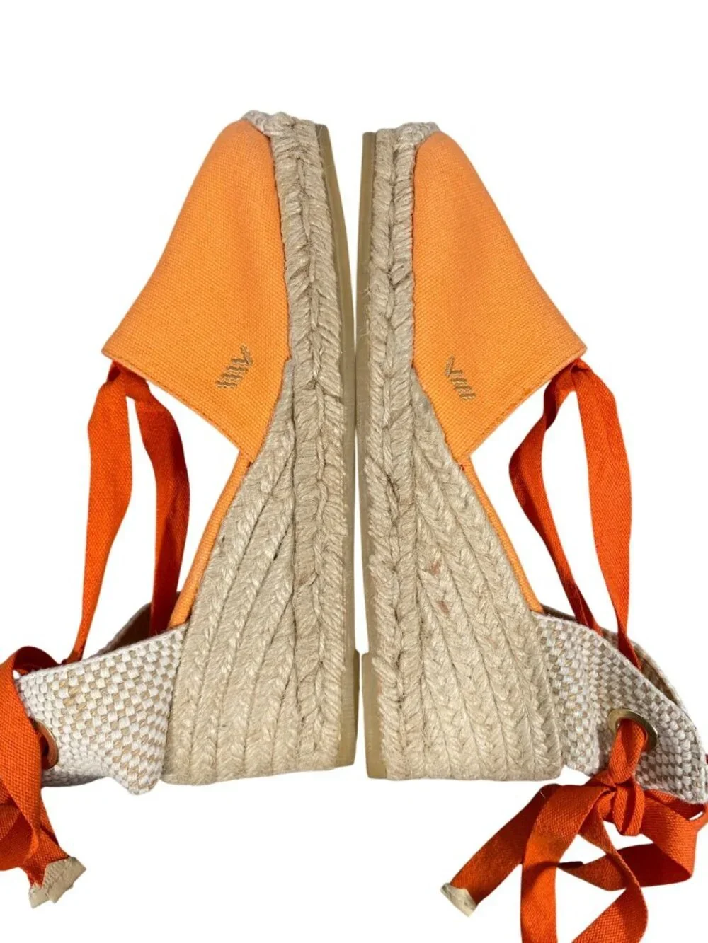 Viscata Espadrille Wedge Sandals Ankle Tie Canvas colorful bright melon 39